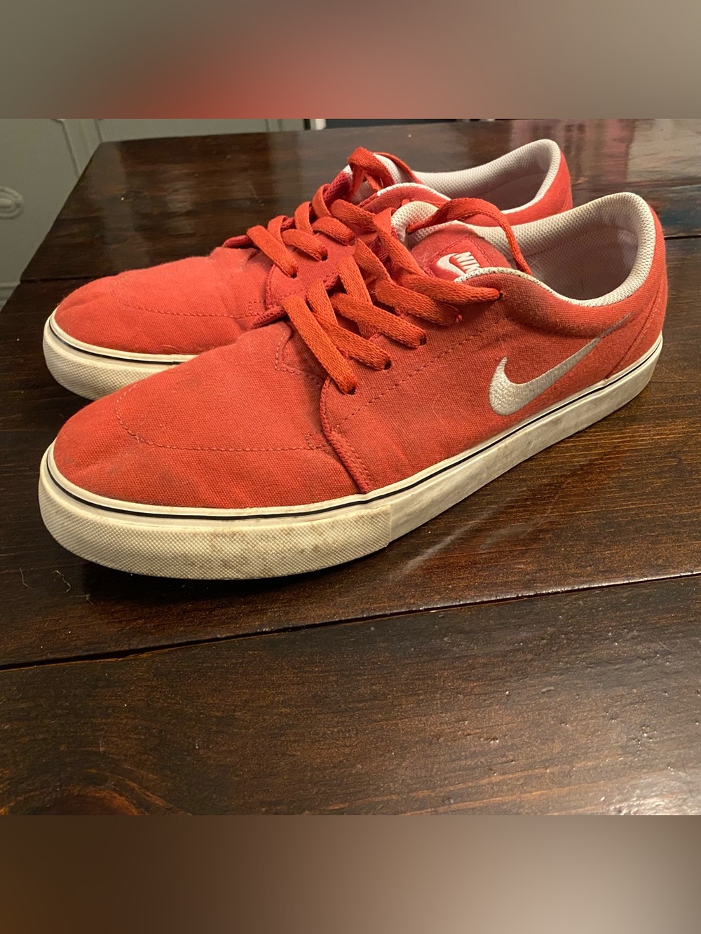 Nike SB Red Low-Top Canvas Skater Sneakers with White Swoosh